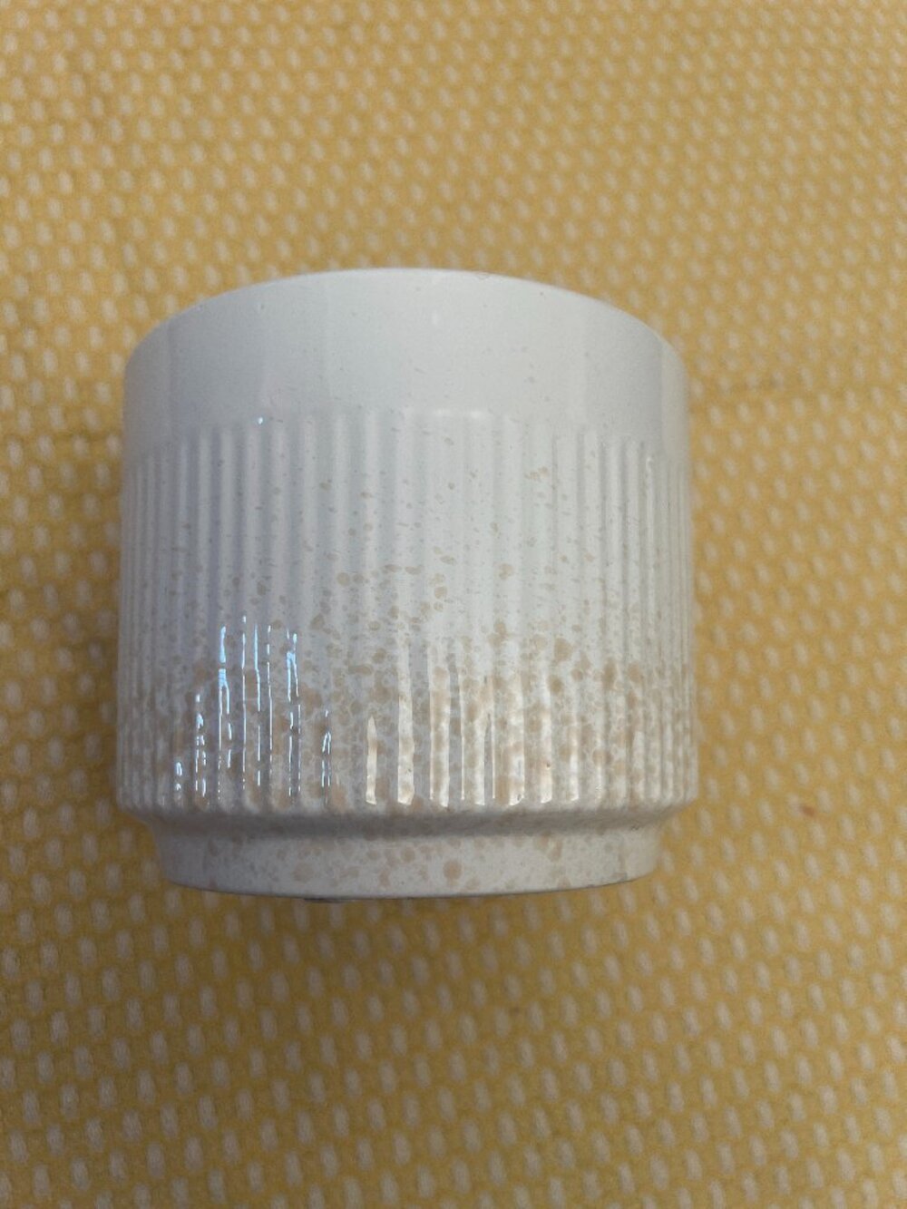Speckled White Ribbed Ceramic Plant Pot Planter 4"
